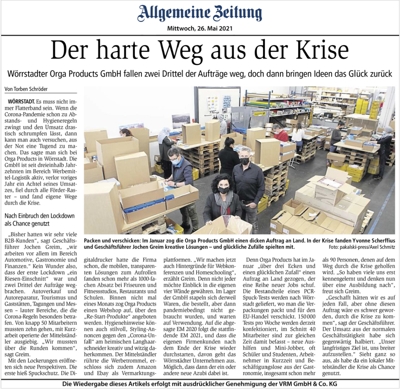 ORGA Allgemeine Zeitung Presse